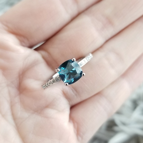 💎NEW💎 SILVER PEACOCK BLUE SAPPHIRE RING - Picture 3 of 13